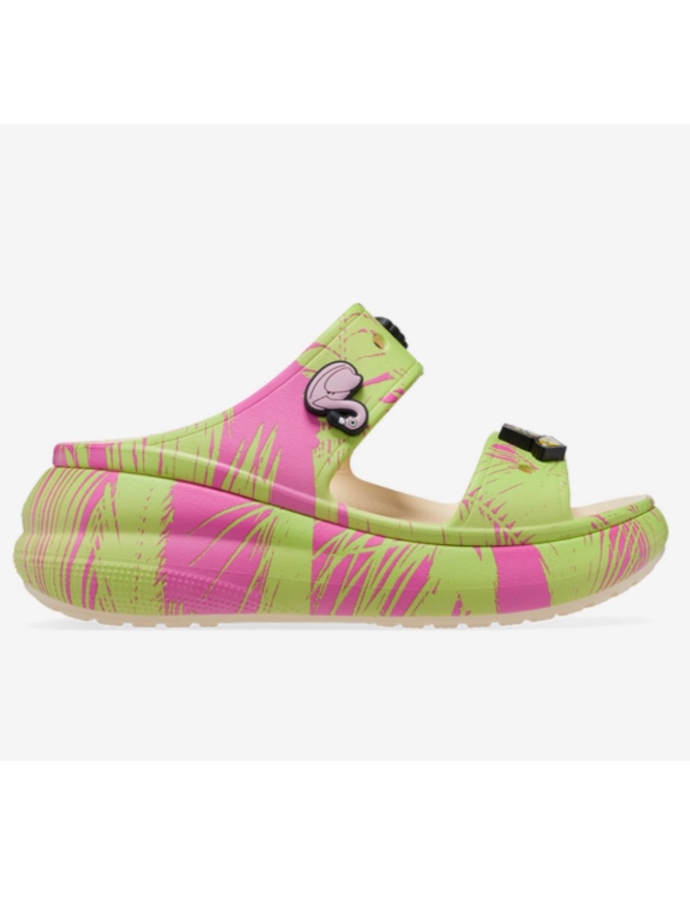 CROCS - 7 Classic Spring Break Crush Platform Lime Slip On Sandals - Picture 5 of 8
